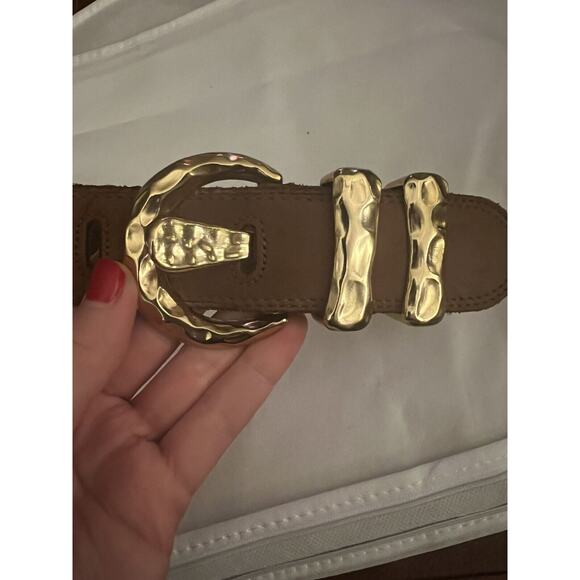 VTG Express Brown Suede Gold Detail Belt Small - Picture 4 of 4